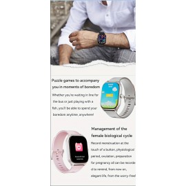 Smart Sport Watch For Women, Take Photos, Large Touchscreen, Activity Tracker, Multiple Sports Modes (Cycling/Running/Walking), Sedentary Reminder, Indoor/Outdoor Data Tracking, Android/IOS Compatible