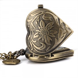 Vintage Embossed Flower Quartz Pocket Watch Necklace - Unique Friendship Gift for BFF, Graduation, Birthday - Analog Chain Watch with Classic Design and Romantic Feel