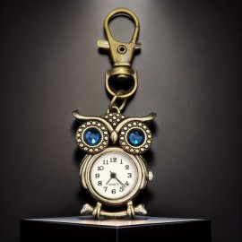 Cute Owl Quartz Pocket Watch Vintage Analog Necklace Pendant Fob Watch Nurse Watch Brooch For Women Men