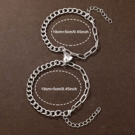 4pcs/set Round Quartz Watch Rubber Strap Zinc Alloy Pointer Zinc Alloy Case And Heart-shaped Magnetic Bracelet Gift For Women Suitable For Daily Wear Or Vacation, Suitable For Wearing All Year Round