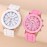 2pcs Casual Round Pointer Quartz Watch Fashion Analog Wrist Watch For Women Men Valentines Gift For Him Her