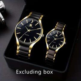 Black And Golden Couple Watch 