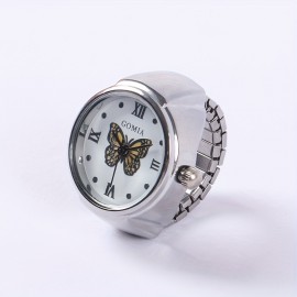 Fashionable Butterfly Ring Watches Alloy Strap Alloy Pointer Elegant Perfect Gifts For Her