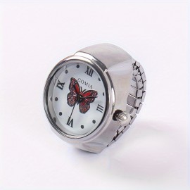 Fashionable Butterfly Ring Watches Alloy Strap Alloy Pointer Elegant Perfect Gifts For Her
