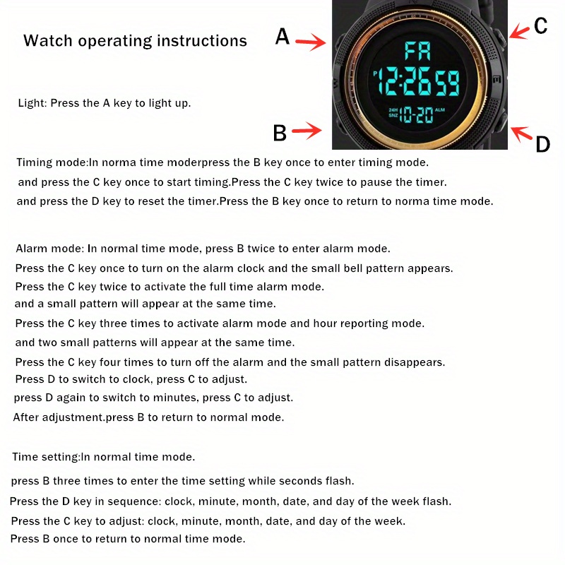 luminous watch for outdoor muilti function alarm digital wristwatch for women men students details 0