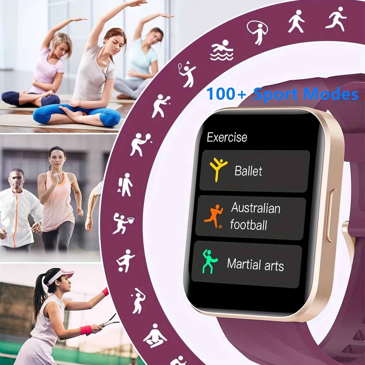 multifunctional smart watch for men and women sporty counter wireless calling stopwatch message notifications activity with over 100 sport modes water resistant for outdoor activities details 0