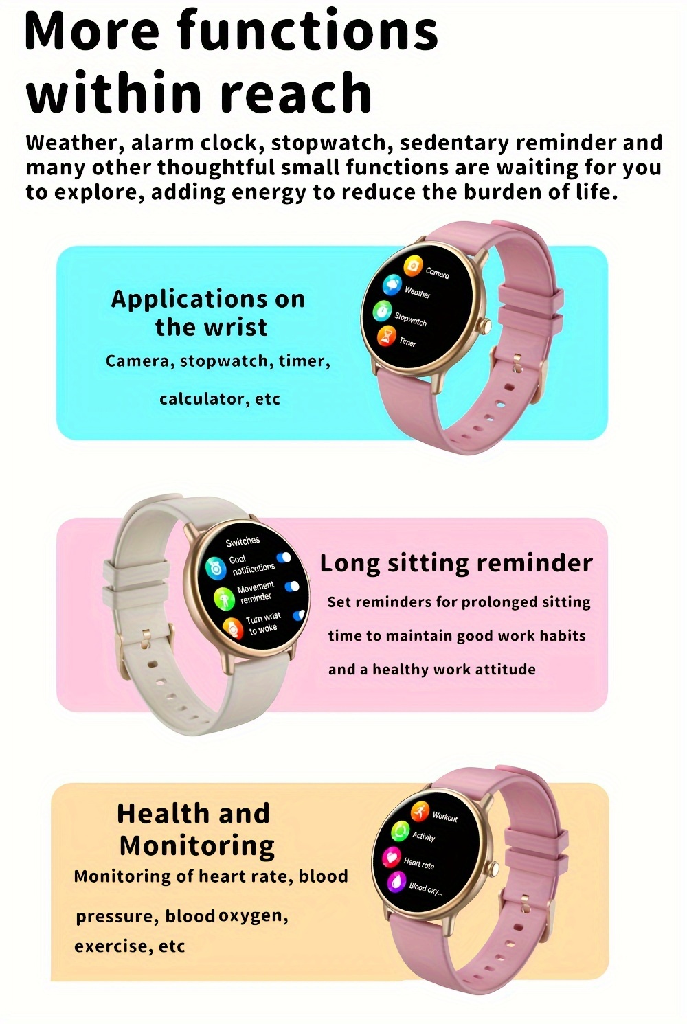 eymu waterproof smart watch with 1 43 hd amoled full color large screen one touch voice assistant notifications wireless calling music control remote camera 100 sports modes ideal gift for her details 3