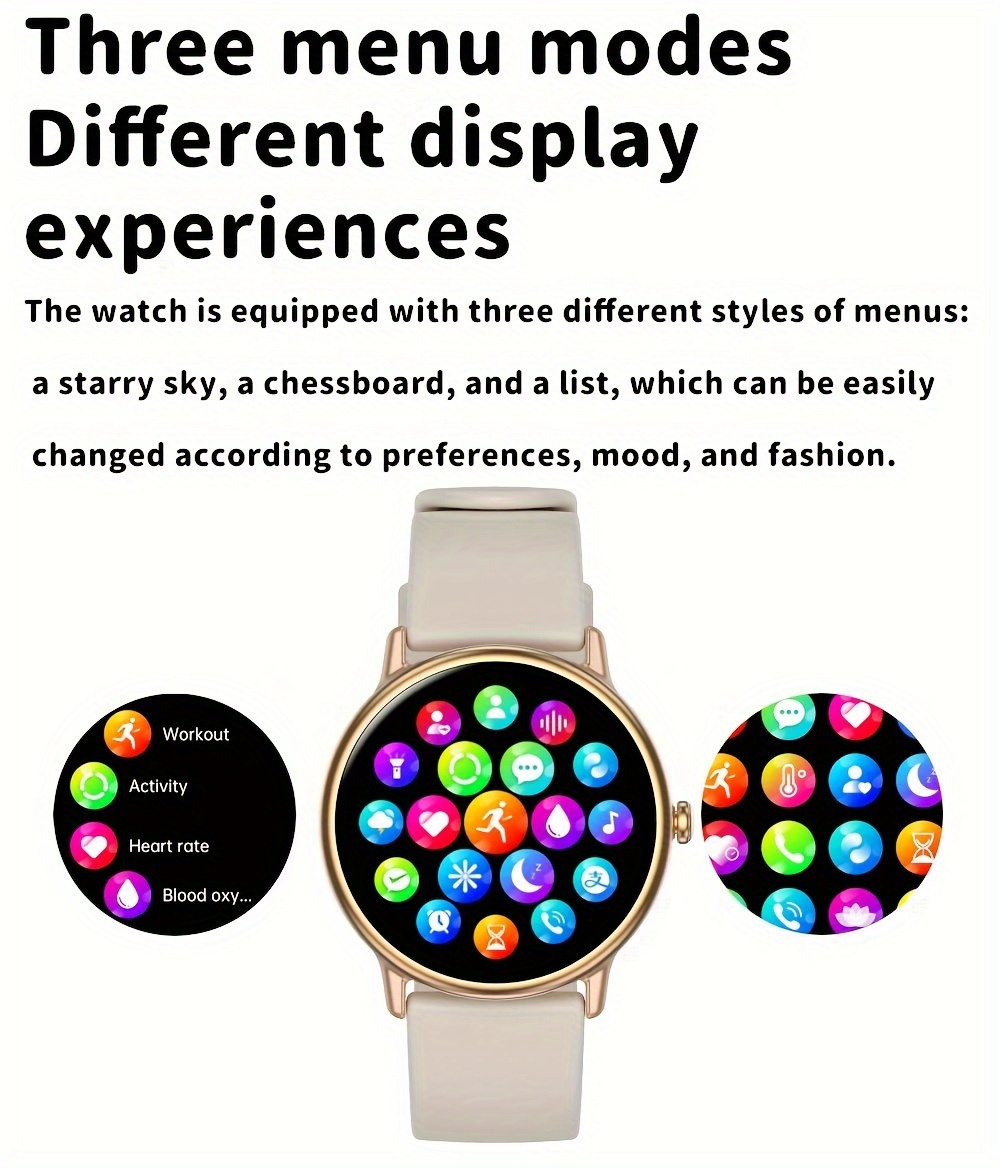 eymu waterproof smart watch with 1 43 hd amoled full color large screen one touch voice assistant notifications wireless calling music control remote camera 100 sports modes ideal gift for her details 4