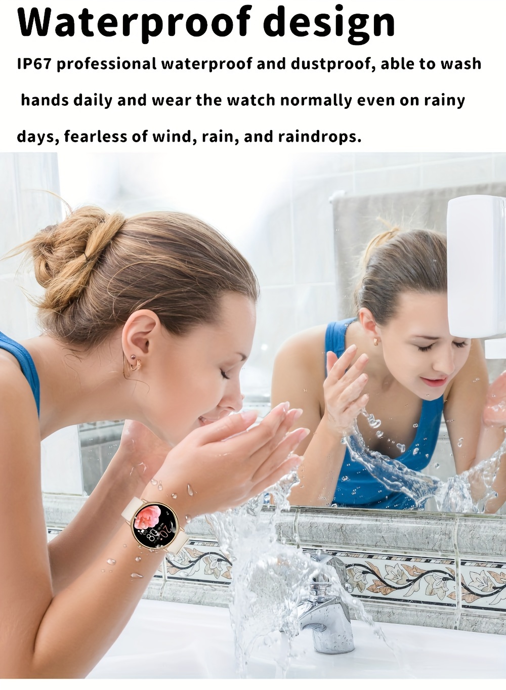 eymu waterproof smart watch with 1 43 hd amoled full color large screen one touch voice assistant notifications wireless calling music control remote camera 100 sports modes ideal gift for her details 13