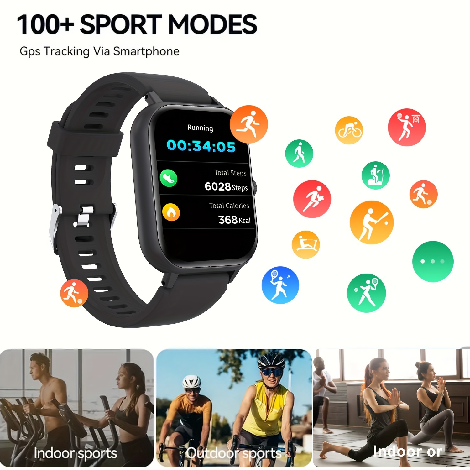 smart watch with wireless calling dial function multi sport modes activity custom wallpaper compatible with ios android 1 54 inch display sports style details 2