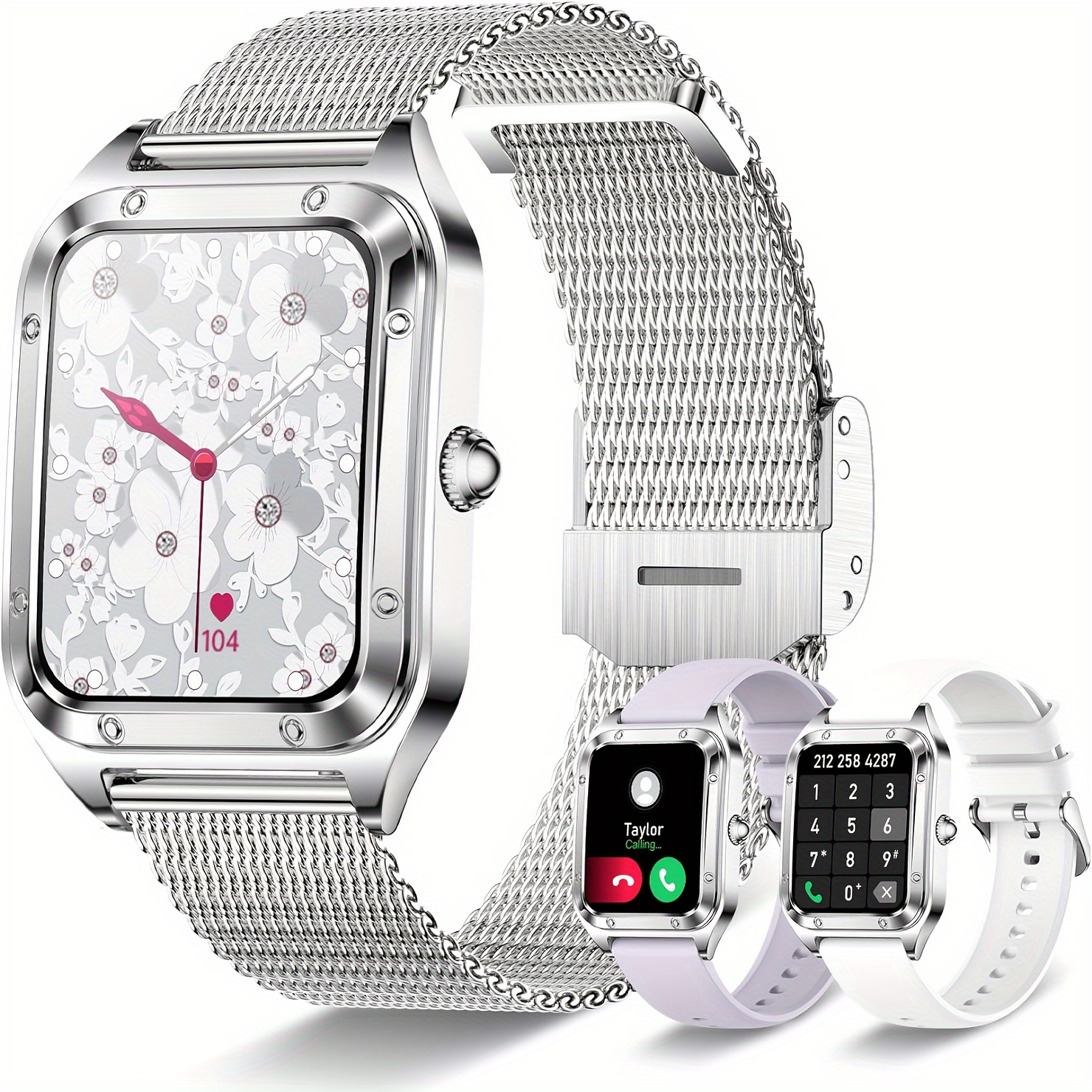 1 pc smart watch for women men wireless call answer make calls compatible with ios android phones 1 6 hd screen activity 100 sports watch with ai vioce mothers day gifts details 0