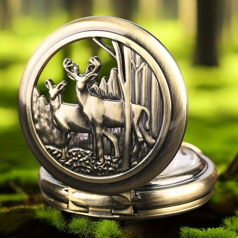 vintage seeing deer pocket casual fashion accessories pendant clock details 1