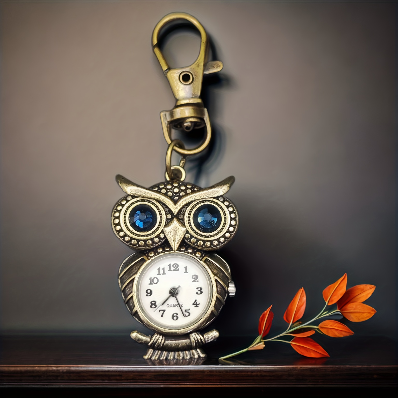 vintage owl quartz pocket watch with clip cute care nurse watch doctor paramedic medical brooch fob watch details 1