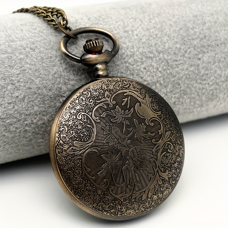dragon quartz pocket watch vintage auspicious animal analog necklace chain watch for women men fathers day gift details 5