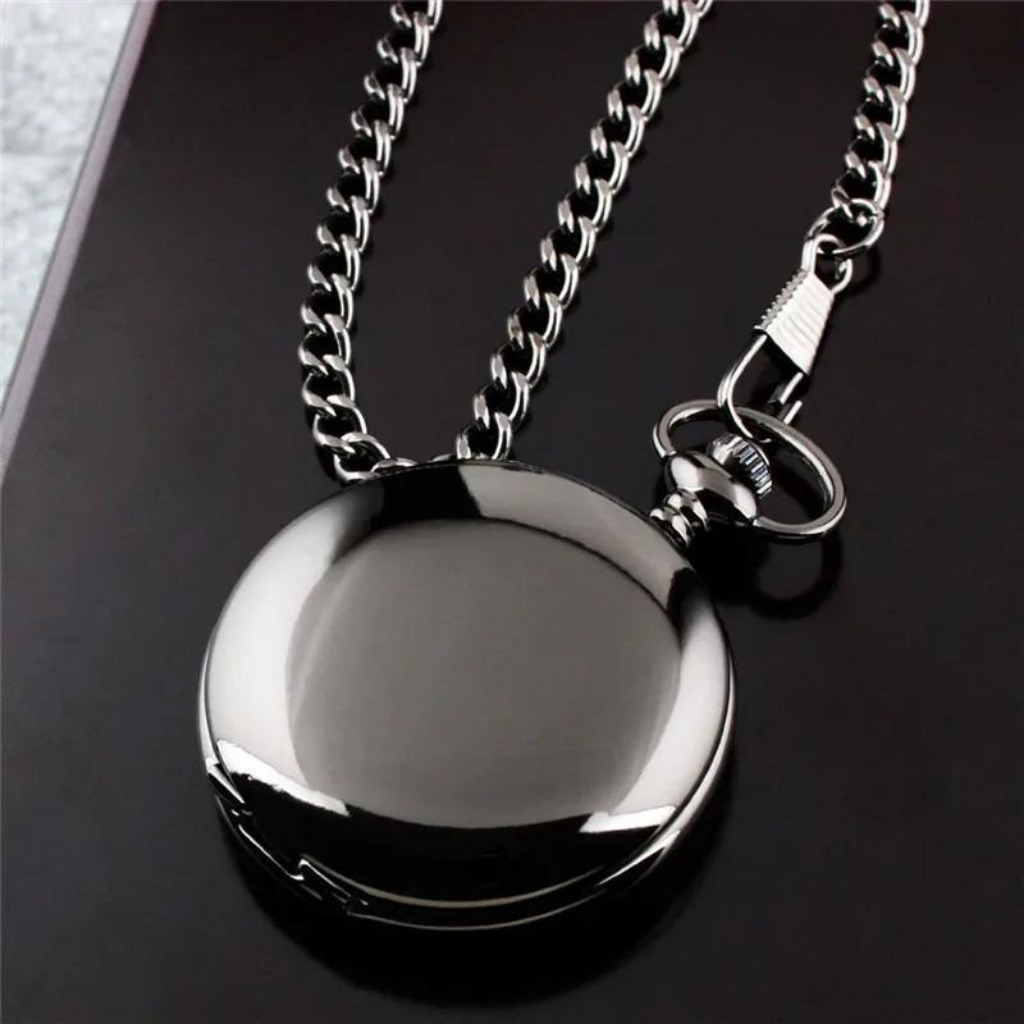 to the bride black quartz pocket watch durable arabic numerals dial chain pendant present for christmas new year birthday gift details 2