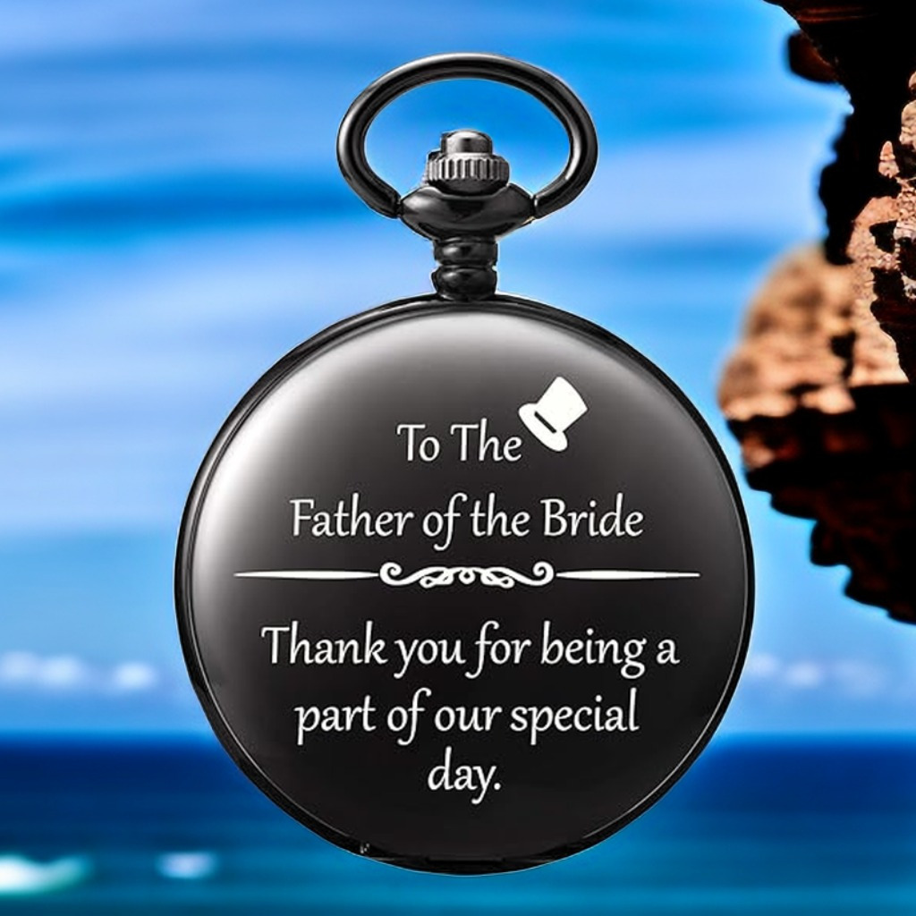 to the bride black quartz pocket watch durable arabic numerals dial chain pendant present for christmas new year birthday gift details 3