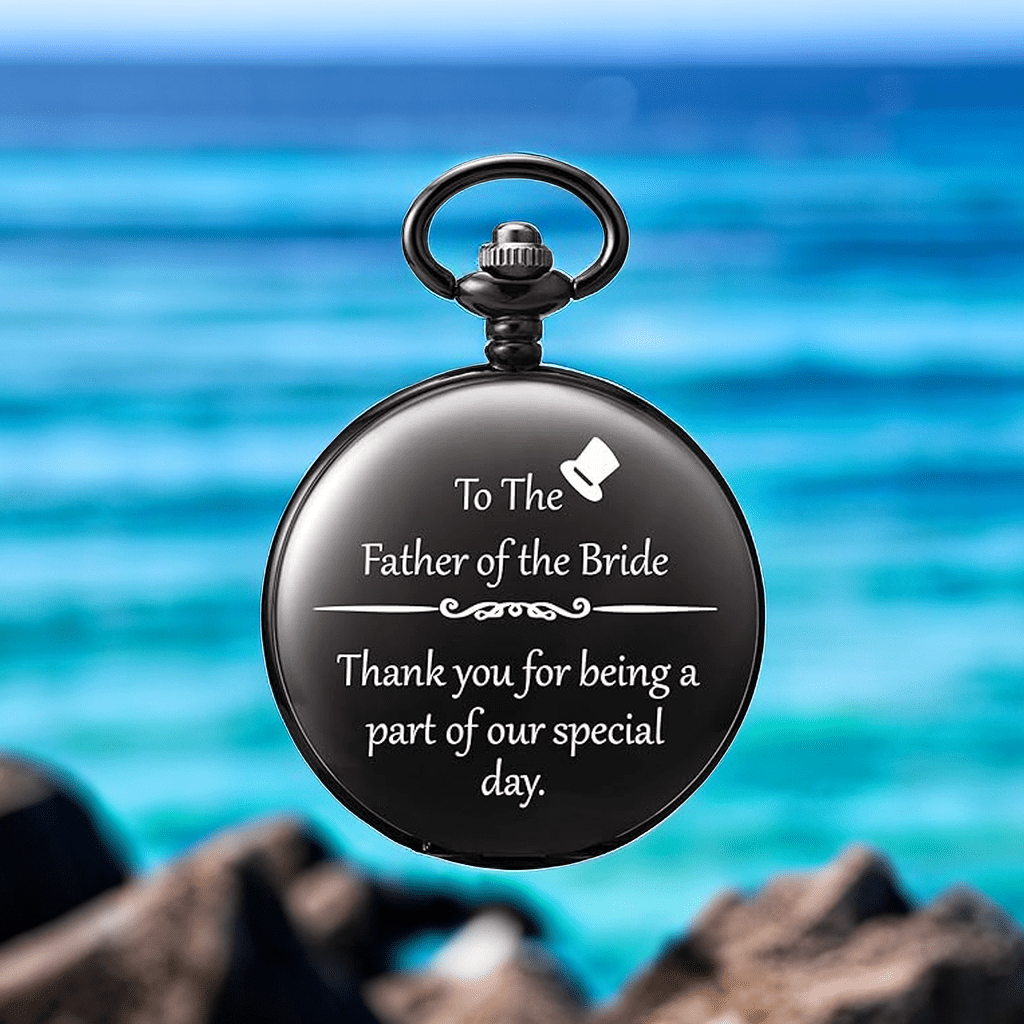 to the bride black quartz pocket watch durable arabic numerals dial chain pendant present for christmas new year birthday gift details 4