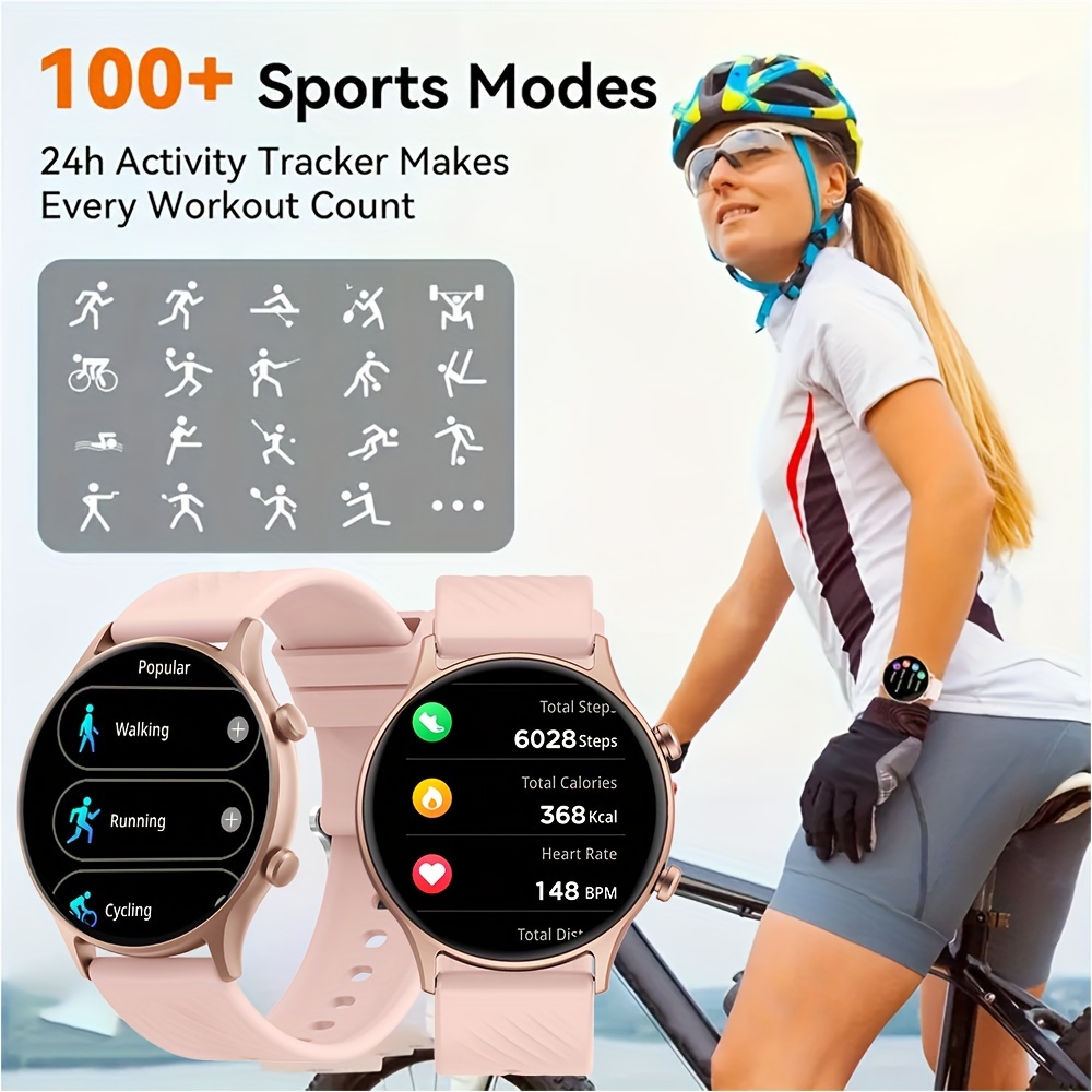 womens smartwatch 1 39 full touch screen 100 sports modes personalized dials activity music control wireless calling for iphone android details 4