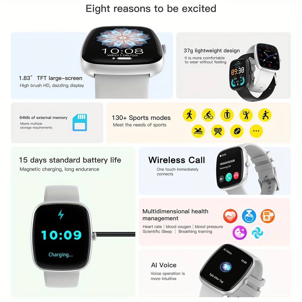 original smart watch for men women answer make call with calorie pedometer 100 sport modes music control voice control colorful smart band bracelet for ios android details 0