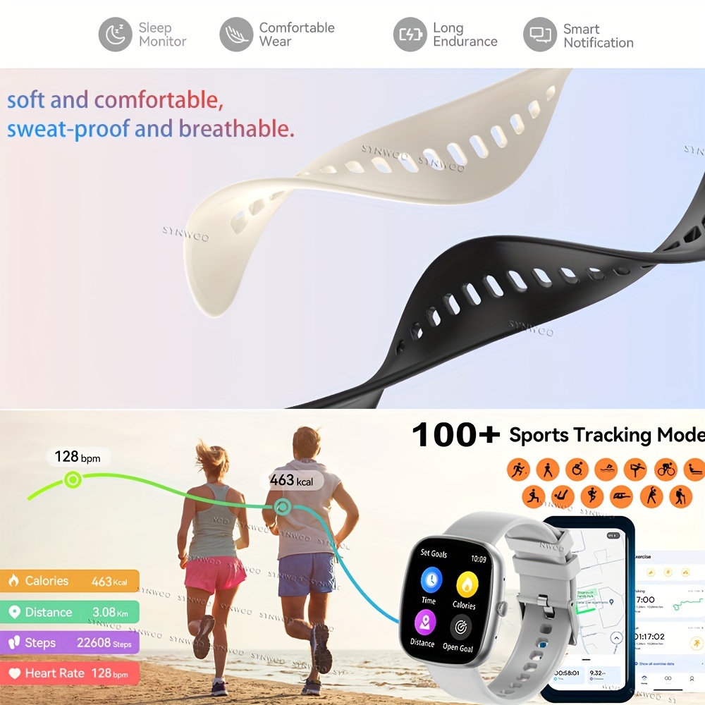 original smart watch for men women answer make call with calorie pedometer 100 sport modes music control voice control colorful smart band bracelet for ios android details 3