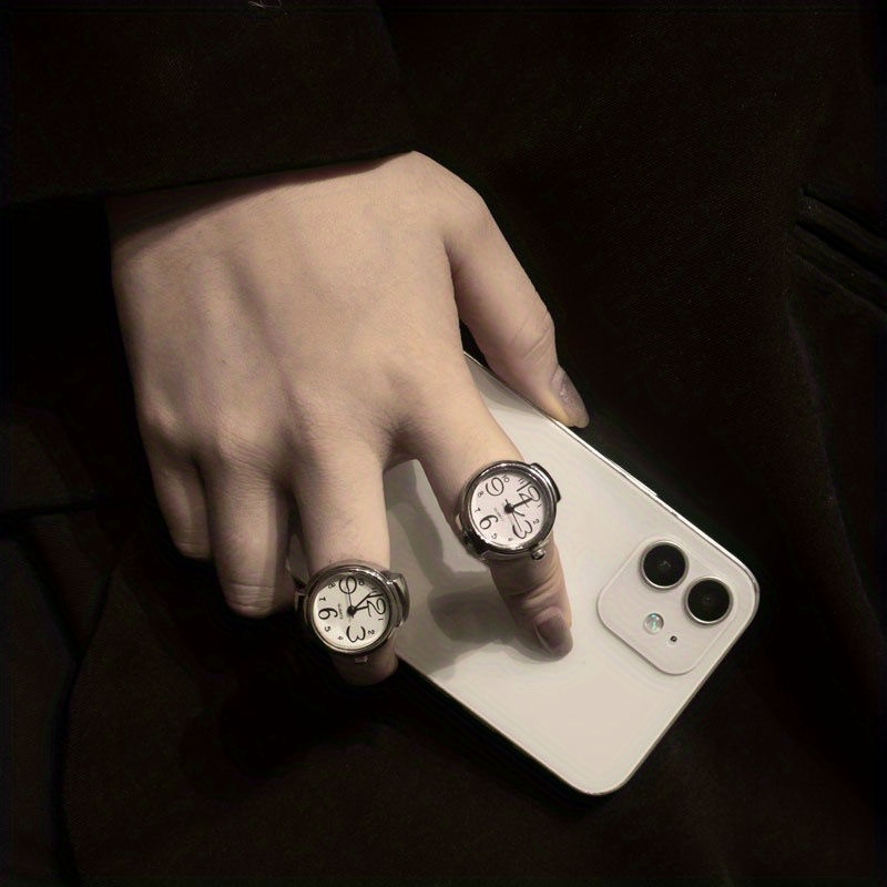 y2k round pointer quartz finger watch punk party elastic band ring watch gift for valentines day details 1