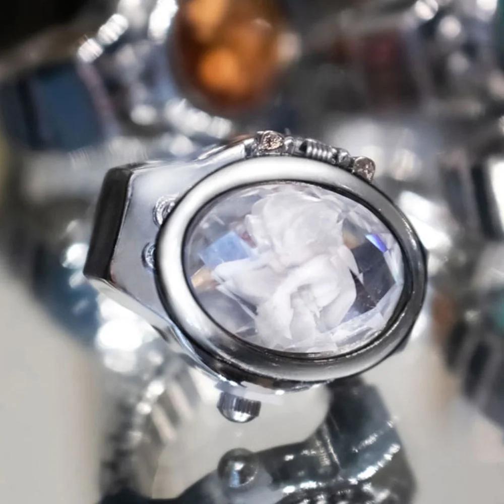 y2k luxury rhinestone quartz ring watch fashion stretchy band finger watch gift for women female details 2